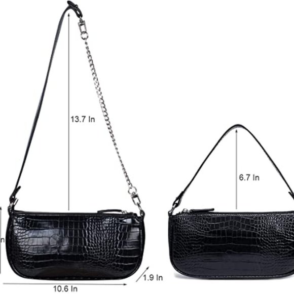 Apperloth Small Shoulder Bag with Zipper Closure Retro Classic Clutch Croc Tote - Picture 5 of 6